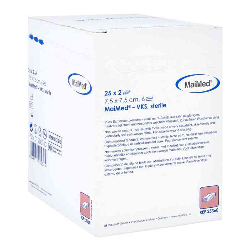 Vlies-schlitzkompressen 7,5x7,5 cm steril 6fach 25X2 stk von MaiMed GmbH PZN 01280160