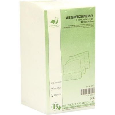 Vliesstoff-kompressen 5x5 cm unsteril 4fach 100 stk von Brinkmann Medical ein Unternehmen der Dr. Junghans PZN 04892811