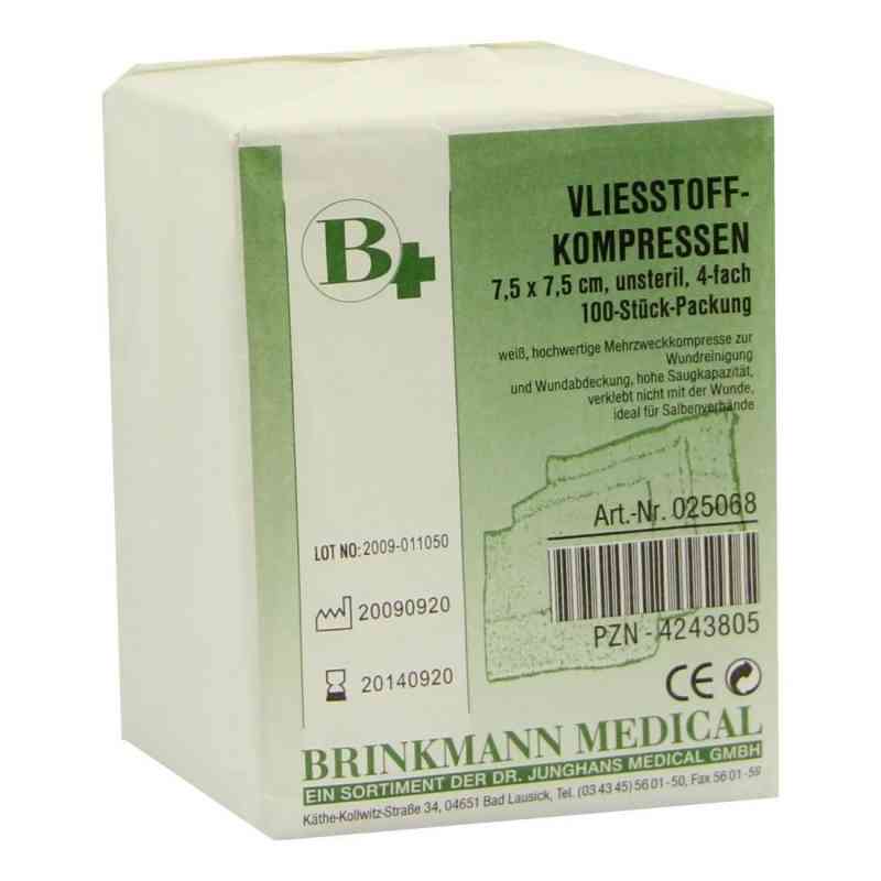 Vliesstoff-Kompressen 7,5 x 7,5 cm unsteril 4-fach 100 stk von Brinkmann Medical ein Unternehmen der Dr. Junghans PZN 04243805