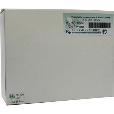 Vliesstoffkompressen 10x10 cm steril 4fach 25X2 stk von Brinkmann Medical ein Unternehmen der Dr. Junghans PZN 06310322