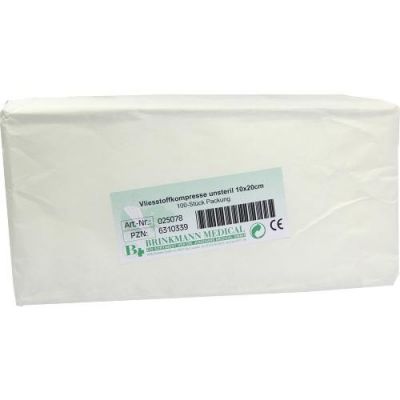 Vliesstoffkompressen 10x20 cm unsteril 4fach 100 stk von Brinkmann Medical ein Unternehmen der Dr. Junghans PZN 06310339