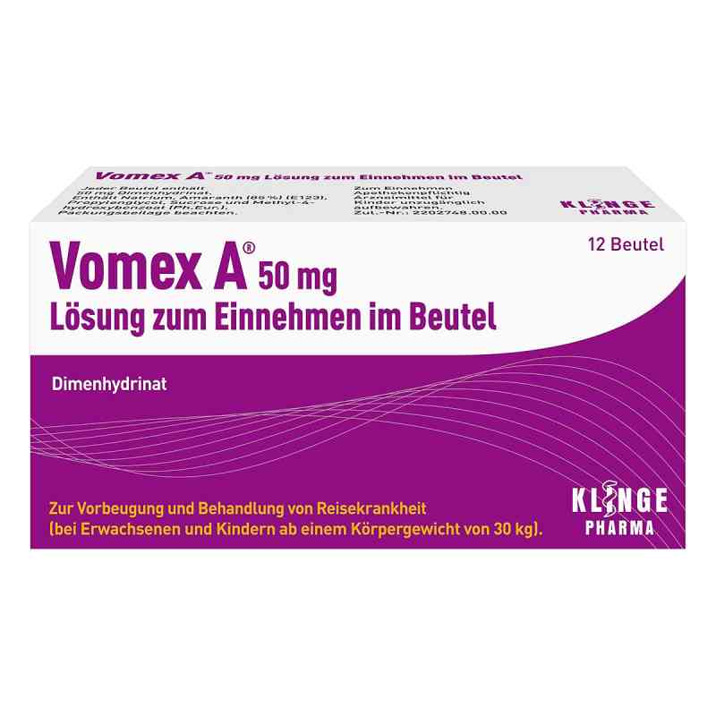 Vomex A 50 mg Lösung zur, zum einnehmen im Beutel 12 stk von Klinge Pharma GmbH PZN 16238525
