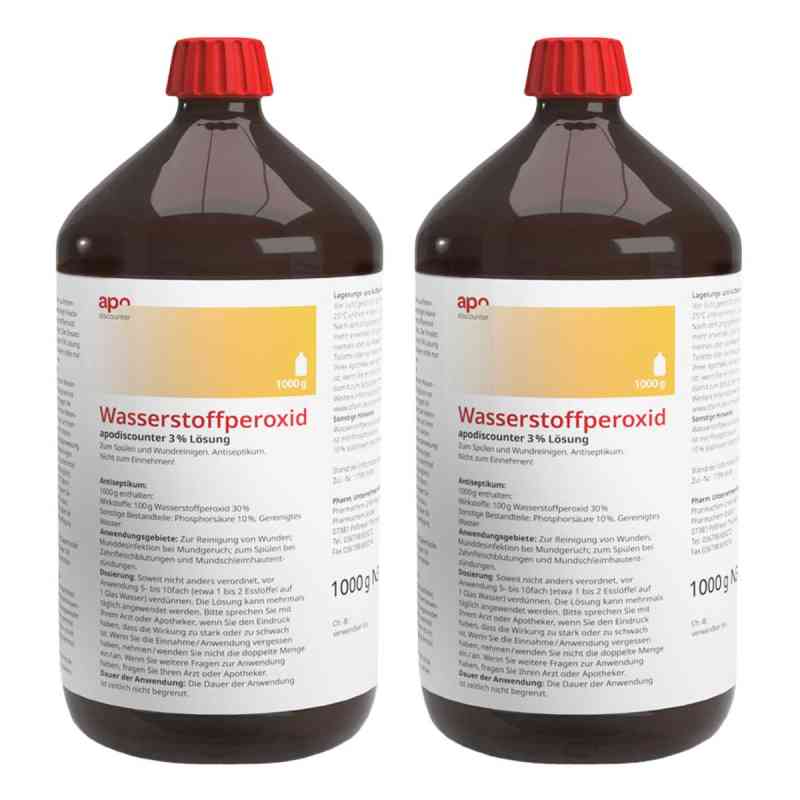 Wasserstoffperoxid Lösung 3% 1000 g (1L) von apodiscounter 2x1000 g von  PZN 08102312