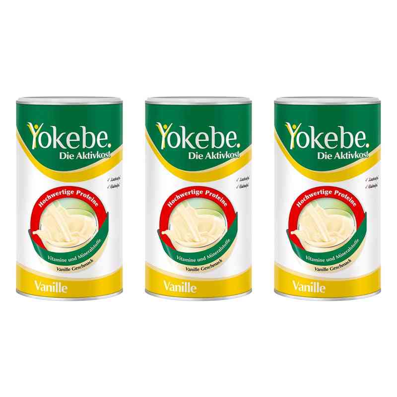 Yokebe Vanille - Diätshake zur Gewichtsabnahme - mit Protein 3x500 g von Naturwohl Pharma GmbH PZN 08105203