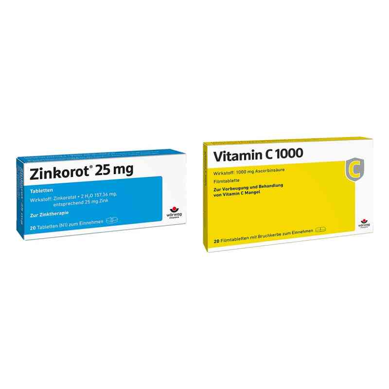 Zinkorot 25 Mg Zink Tabletten+ Vitamin C1000 Filmtabletten 1 Set von Wörwag Pharma GmbH & Co. KG PZN 08105410