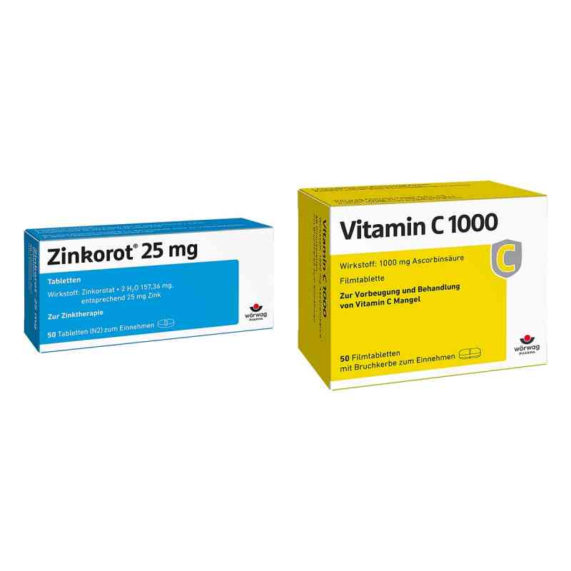 Zinkorot 25 Mg Zink Tabletten+ Vitamin C1000 Filmtabletten 1 Set von Wörwag Pharma GmbH & Co. KG PZN 08105411