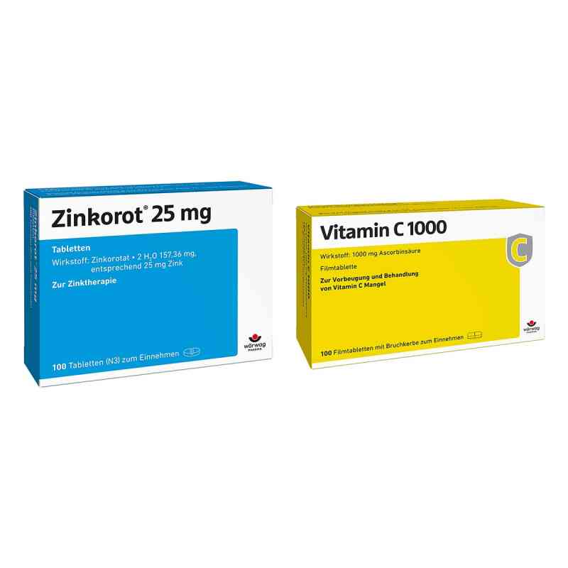 Zinkorot 25 Mg Zink Tabletten+ Vitamin C1000 Filmtabletten 1 Set von Wörwag Pharma GmbH & Co. KG PZN 08105412