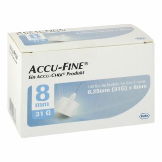 Accu Fine sterile Nadeln für Insulinpens 8 mm 31 G 100 stk von Roche Diabetes Care Deutschland  PZN 12772558