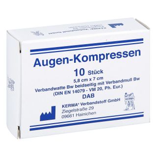 Augenkompressen unsteril 5,8x7cm 10 stk von KERMA Verbandstoff GmbH PZN 04050064