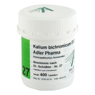 Biochemie Adler 27 Kalium bichr.D12 Ad.p. Tabletten 400 stk von Adler Pharma Produktion und Vert PZN 05455219
