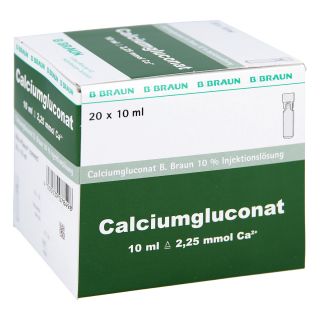 Calciumgluconat 10% Mpc Injektionslösung 20X10 ml von B. Braun Melsungen AG PZN 04208950