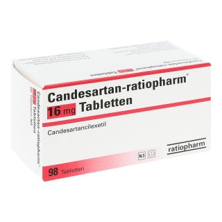 Candesartan-ratiopharm 16mg 98 stk von ratiopharm GmbH PZN 08879782