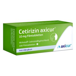 Cetirizin axicur 10 mg Filmtabletten 100 stk von  PZN 14293520