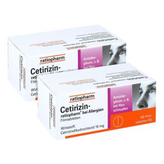 Cetirizin-ratiopharm bei Allergien 2 x 100 stk von ratiopharm GmbH PZN 08101253