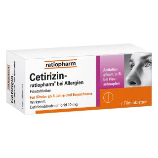 Cetirizin ratiopharm bei Allergien 7 stk von ratiopharm GmbH PZN 02158136