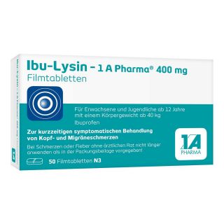 Ibu-lysin 1a Pharma 400 Mg Filmtabletten 50 stk von 1 A Pharma GmbH PZN 15743793