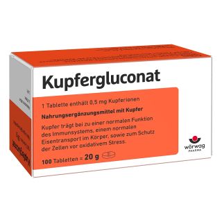 Kupfergluconat Tabletten 100 stk von Wörwag Pharma Production GmbH &  PZN 04222499
