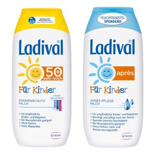 Ladival Kinder Sonnenmilch Lsf 50 und Apres Lotion 2x200 ml von STADA Consumer Health Deutschlan PZN 08100927