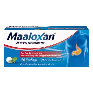 MAALOXAN® Kautabletten bei Sodbrennen mit Magenschmerzen 50 stk von A. Nattermann & Cie GmbH PZN 01423599