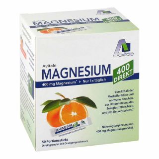 Magnesium 400 direkt Orange Portionssticks 50X2.1 g von Avitale GmbH PZN 15529901