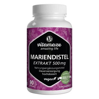 Mariendistel 500 mg Extrakt hochdosiert vegan Kapseln 90 stk von Vitamaze GmbH PZN 15398037