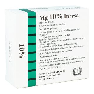 Mg 10% Inresa Injektionslösung 10X10 ml von Inresa Arzneimittel GmbH PZN 00091126