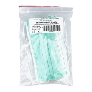 Mundschutz Op mit Gummiband mit Nasenbügel grün 10 stk von Careliv Produkte OHG PZN 09301743