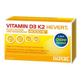 Vitamin D3 K2 Hevert plus Calcium und Magnesium 4000 IE 120 stk von Hevert-Arzneimittel GmbH & Co. K PZN 19131590