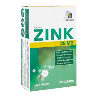 Zink 25 Mg Tabletten 120 stk von Avitale GmbH PZN 17605061