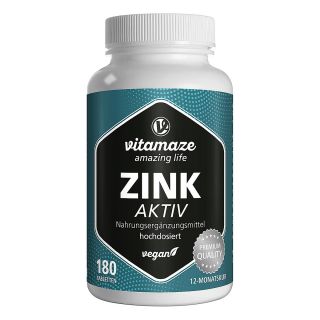 Zink Aktiv 25 mg hochdosiert vegan Tabletten 180 stk von Vitamaze GmbH PZN 16018611