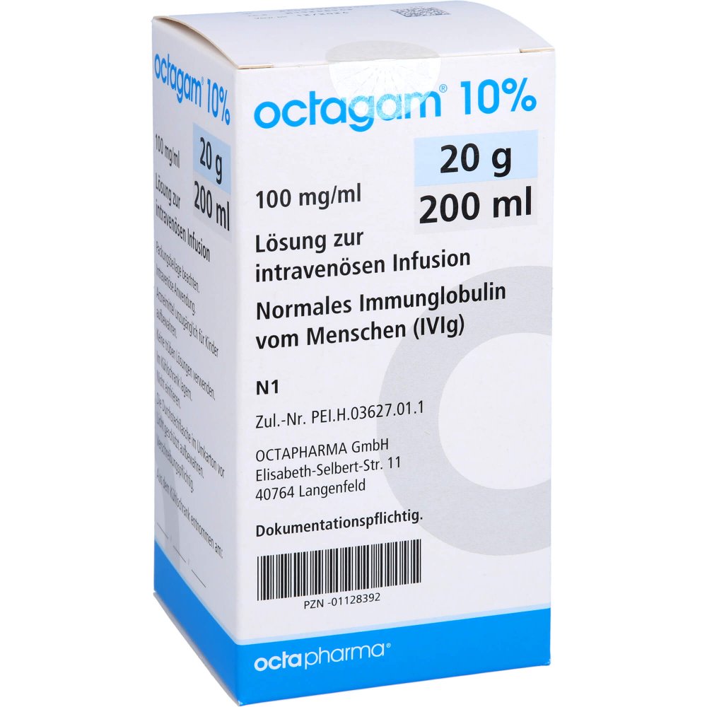 Octagam 10% 20 g Igg intravenös Lösung Infusionsflaschen 200 ml
