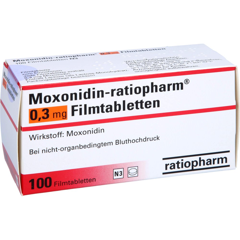 Moxonidin ratiopharm 0,3 mg Filmtabletten 100 stk