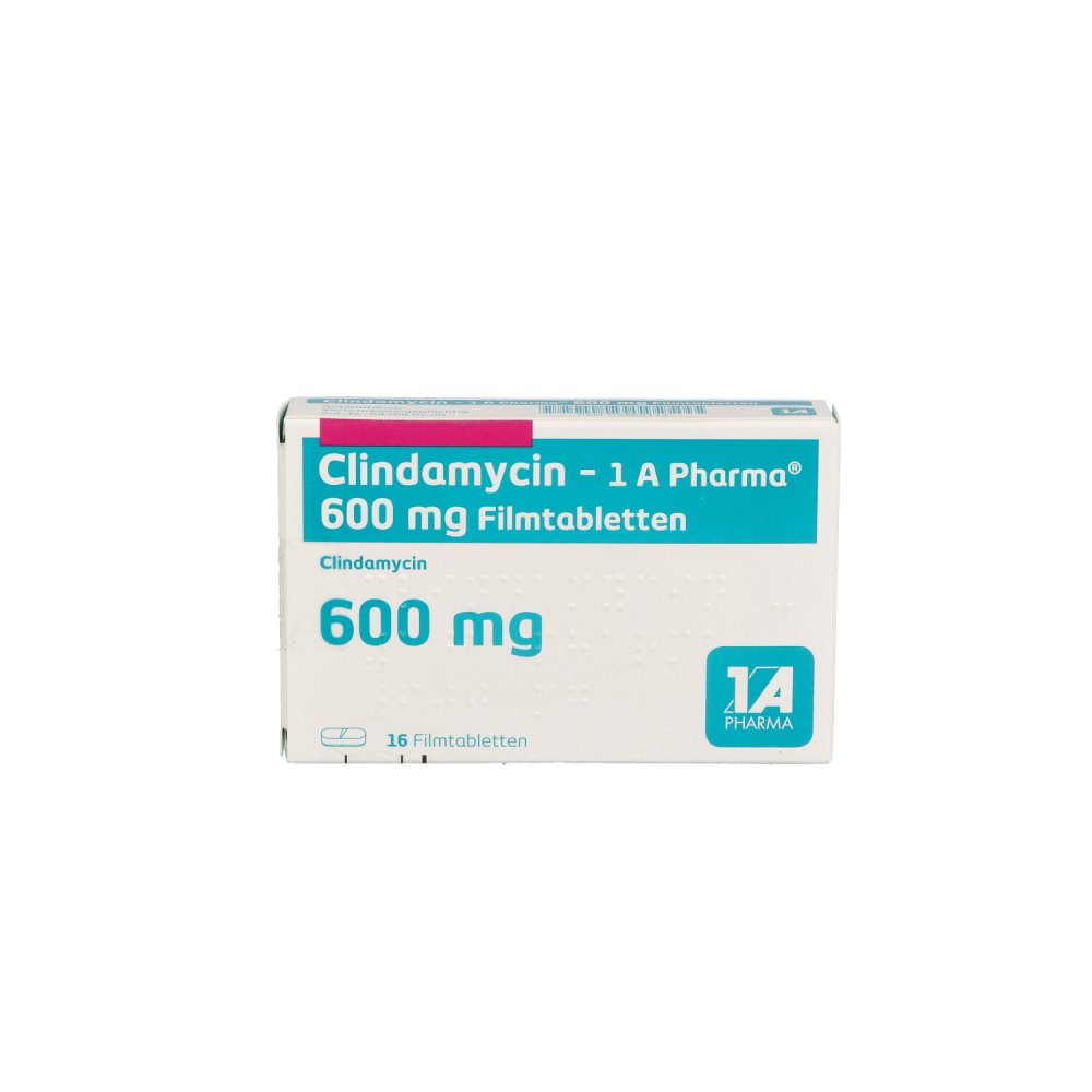 Clindamycin1a Pharma 600 mg Filmtabletten 16 stk Clindamycin1a Pharma 600 mg Filmtabletten 16 stk