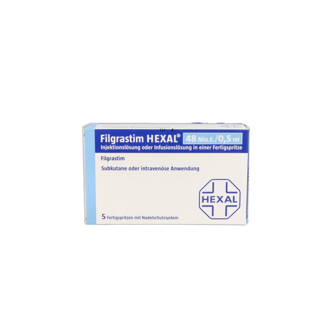Filgrastim Hexal 48 Mio E/0,5ml iniecto l.o.inf.l. 5 stk