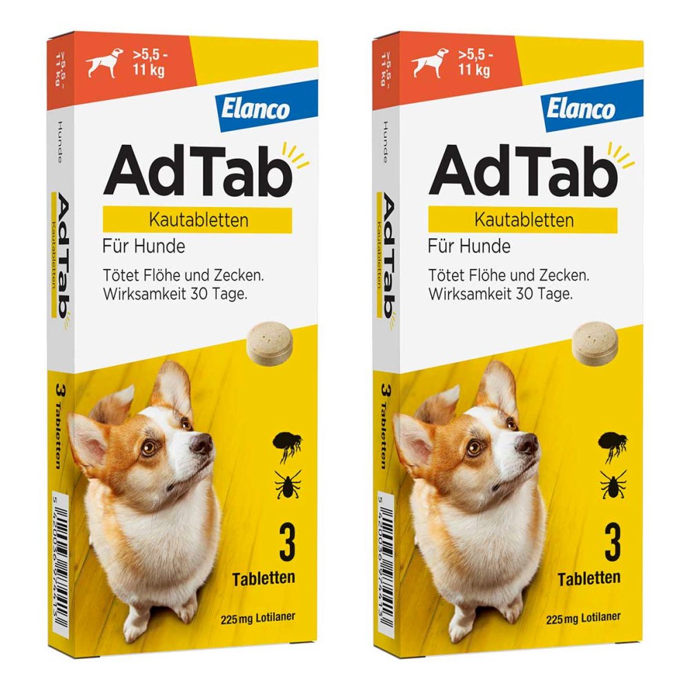 AdTab 225 Mg Kautabletten für Hunde >5,5-11 Kg