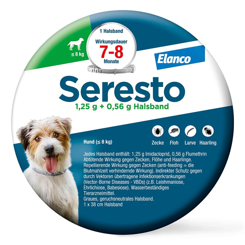 Seresto Halsband für Hunde bis 8 kg gegen Zecken und Flöhe