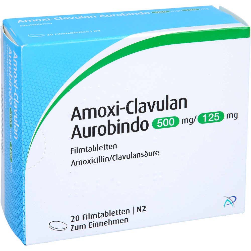 Amoxi-Clavulan Aurobindo 500mg/125mg 20 stk