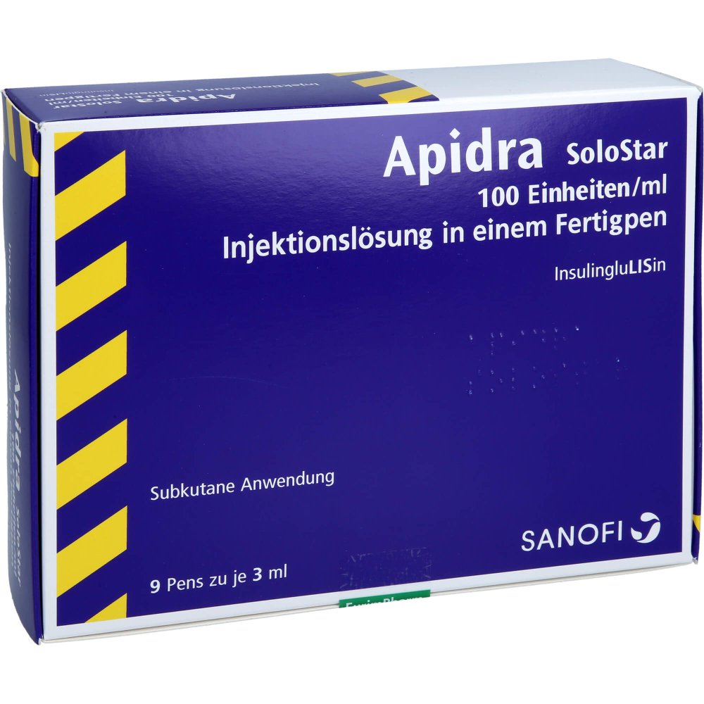 Apidra 100 E/ml Solostar iniecto -lsg.i.e.fertigpen 9X3 ml