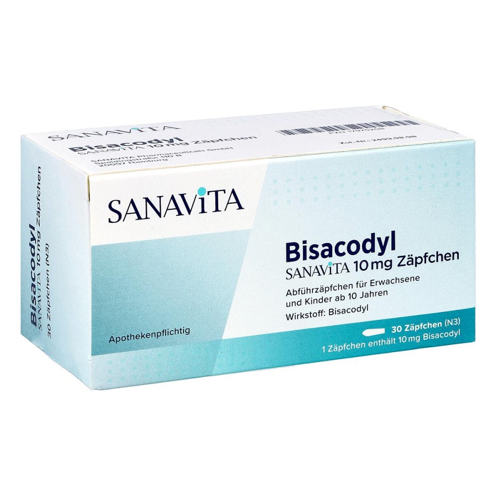 Bisacodyl Sanavita 10 Mg Zäpfchen 30 stk online kaufen