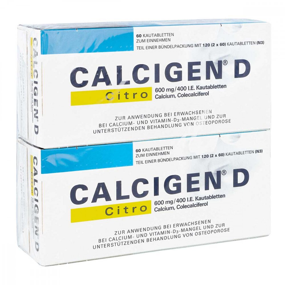 Calcigen D Citro 600 mg/400 I.e. Kautabletten 120 stk