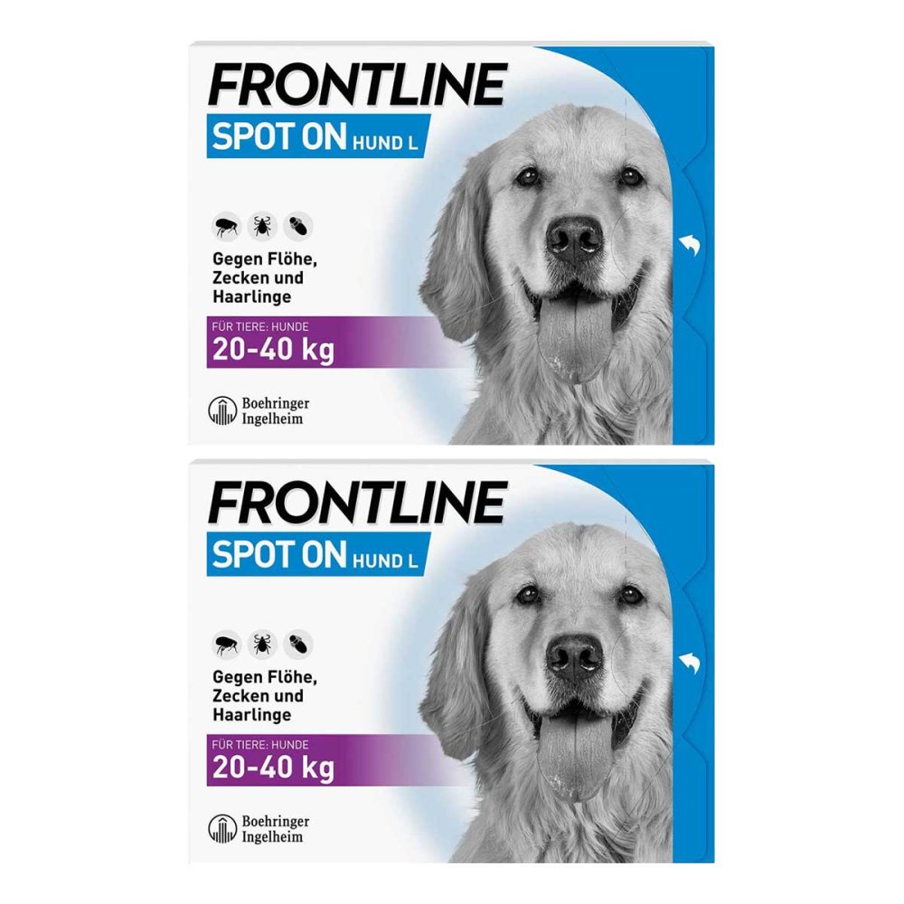 Frontline Spot On Hund L (2040 kg) gegen Zecken, Flöhe, Haarlinge 2x6 stk