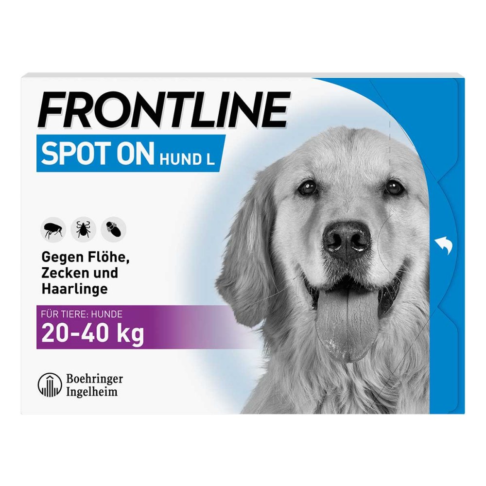 maler afkom liste Frontline Spot On Hund L (20-40 kg) gegen Zecken, Flöhe, Haarlinge 6 stk