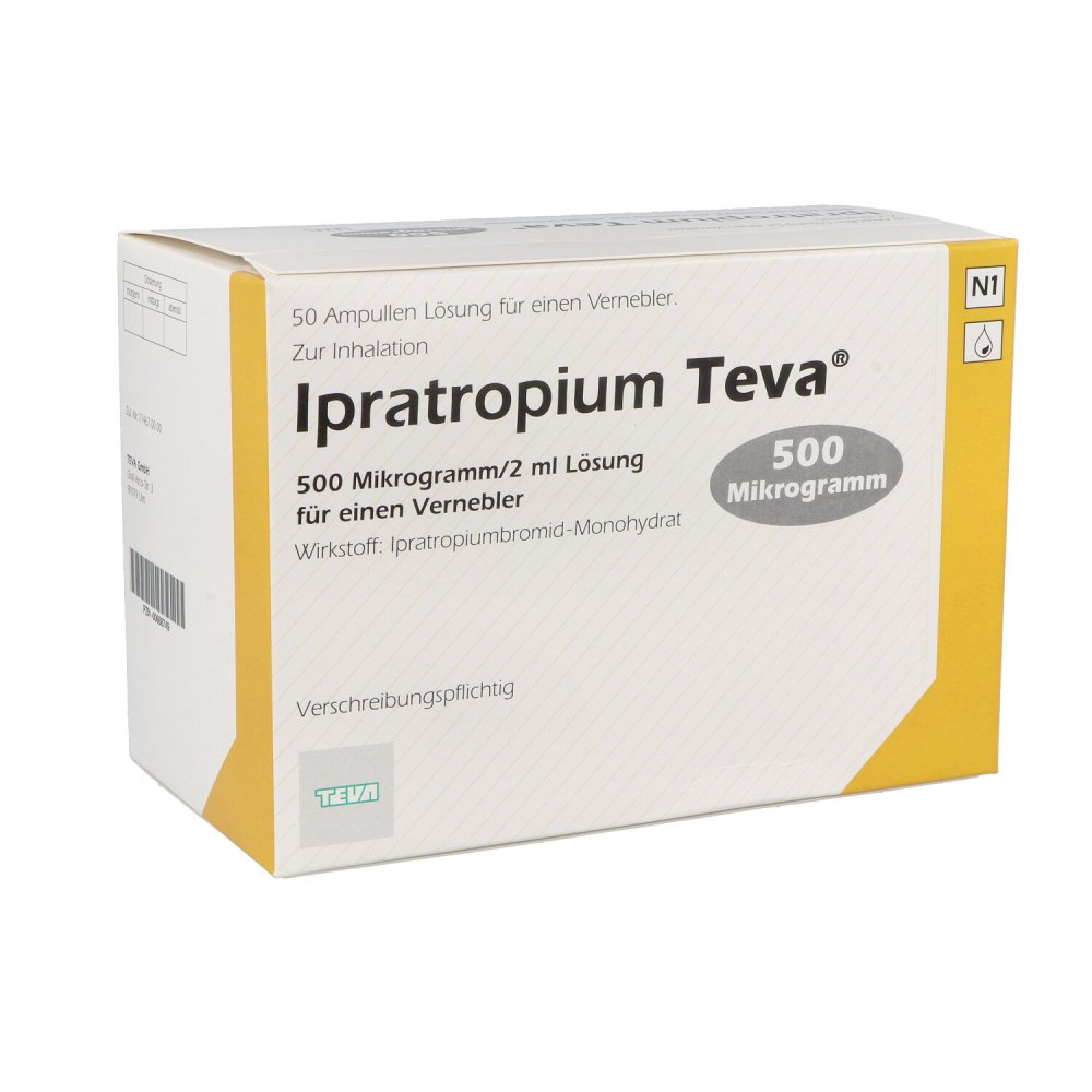 Ipratropium Teva 500 [my]g/2 ml Lösung für e.vernebl. 50X2 ml