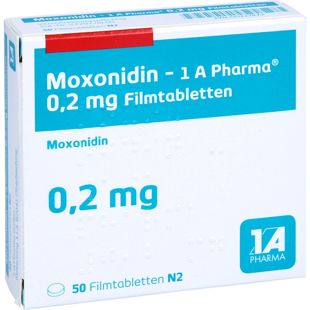 Moxonidin 1a Pharma 0,2 mg Filmtabletten 50 stk