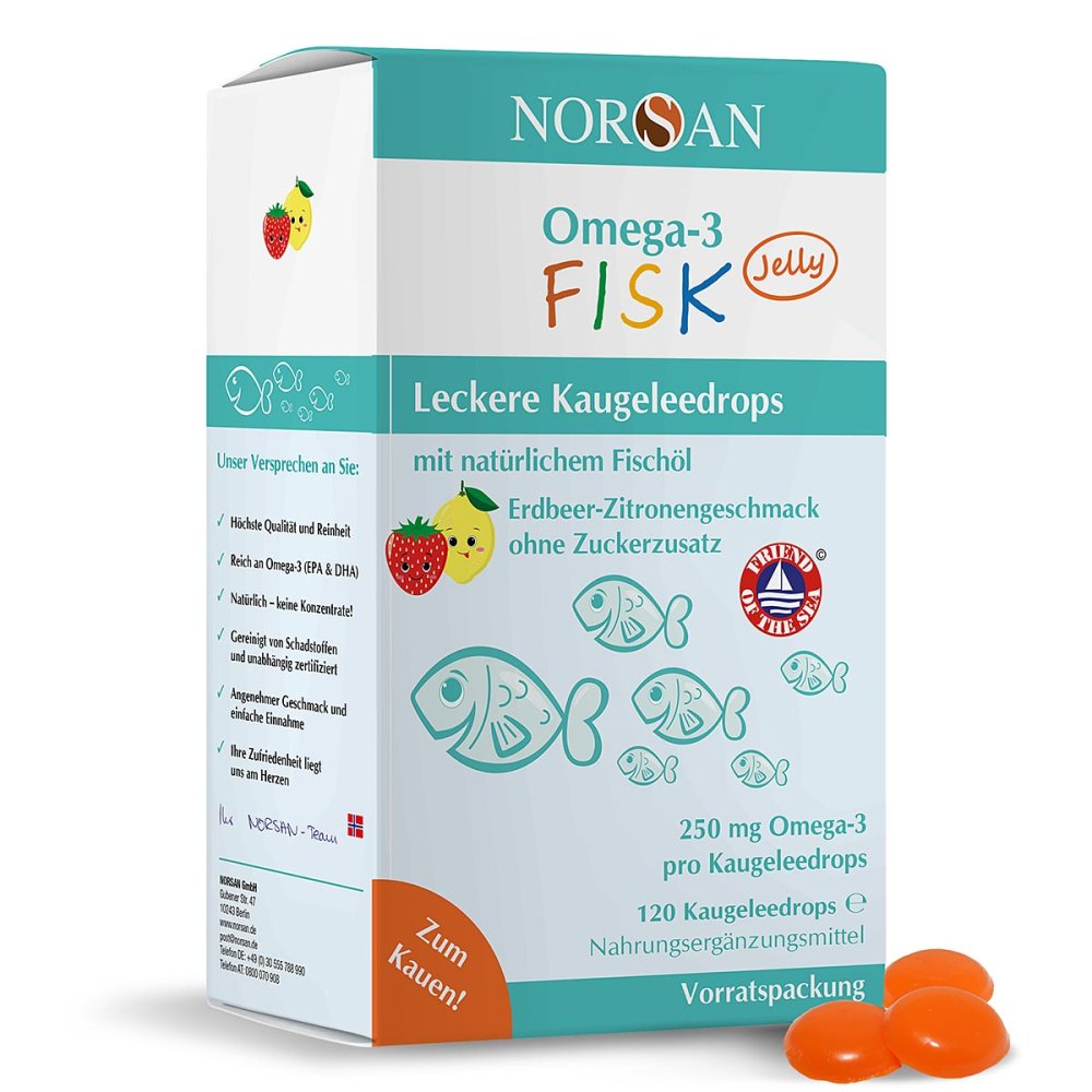 Norsan Omega3 Fisk Jelly f.Kinder Dragee (s) Vorratspa. 120 stk