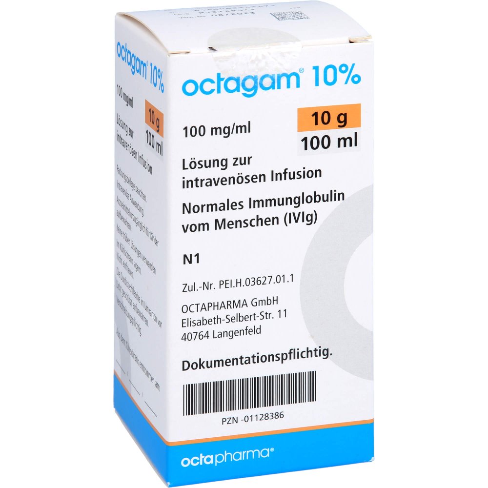 Octagam 10% 10 g Igg intravenös Lösung Infusionsflaschen 100 ml