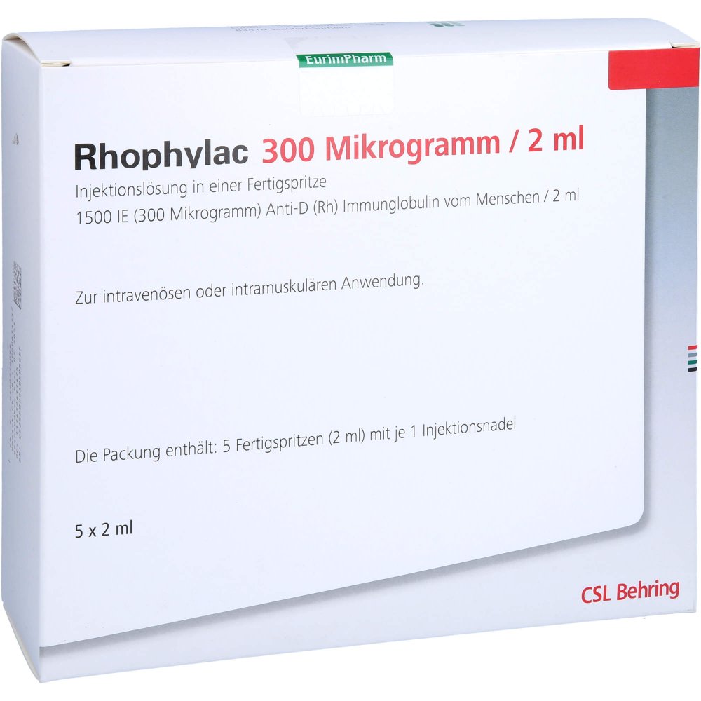 Rhophylac 300 [my]g/2 ml Injektionslösung in Fertigsp 5X2 ml