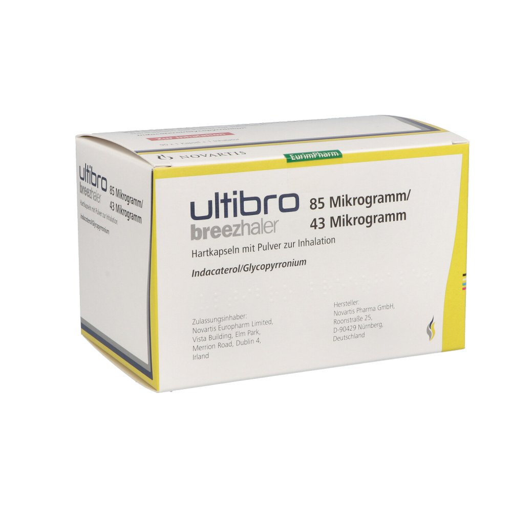 Ultibro Breezhaler 85 [my]g/43 [my]g Hartk.m.plv.z 90 stk