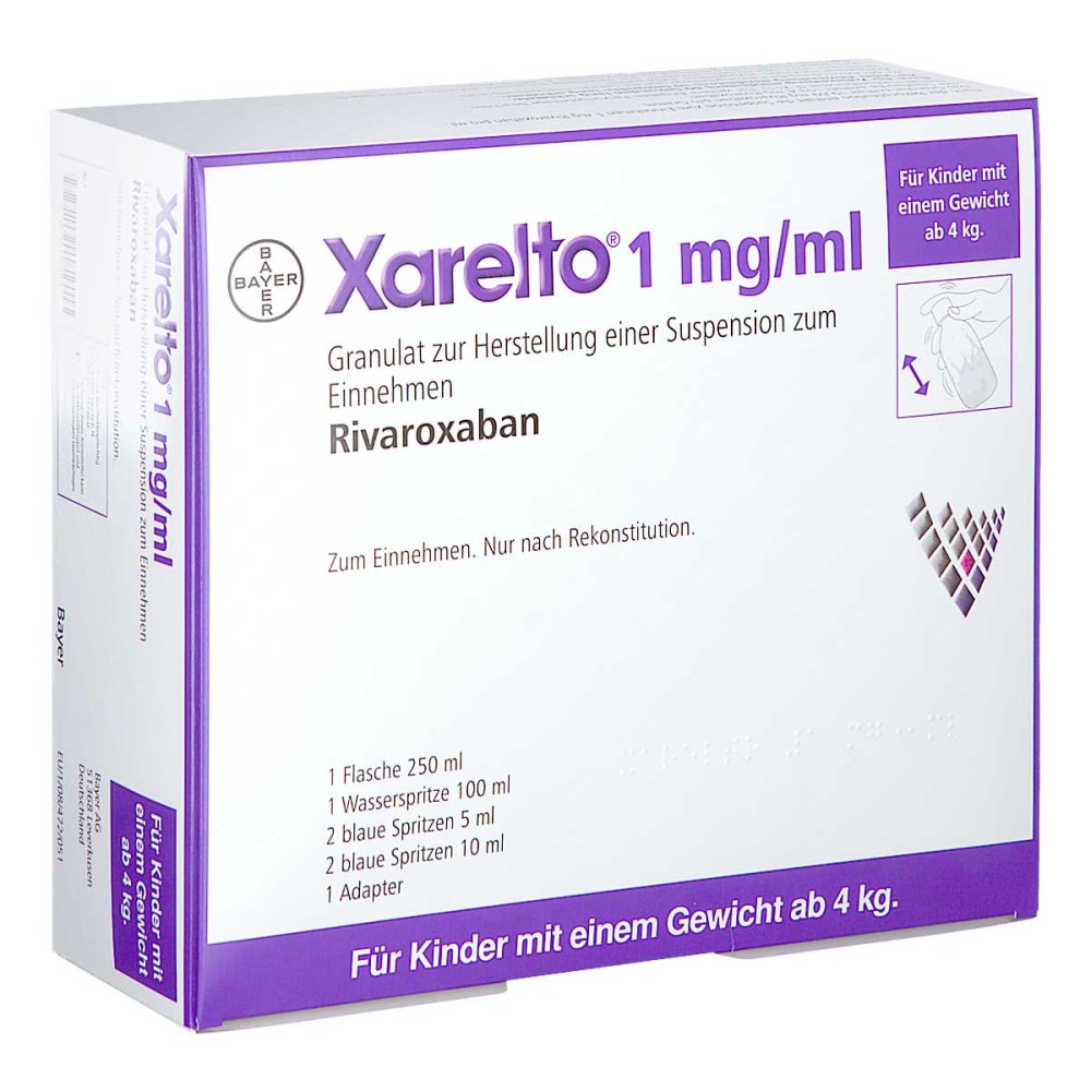 Xarelto 1 Mg/ml Granulat zur, zum susp.herstell. Ab 4 Kg 250 ml