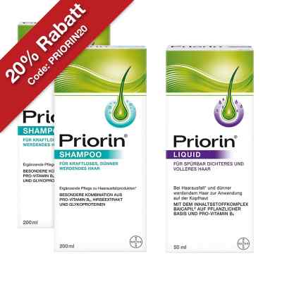 2x Priorin Shampoo + Priorin Liquid Pumplösung bei Haarausfall